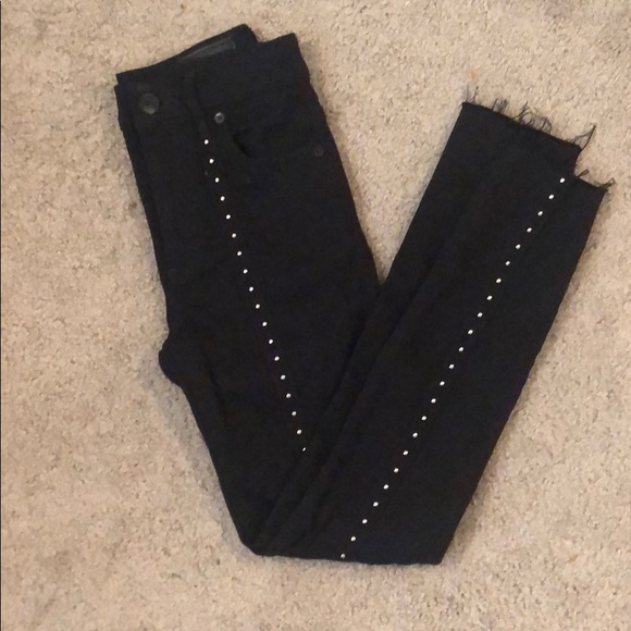 STUDDED BLACK JEAN LEGGINGS - Picture 2 of 2